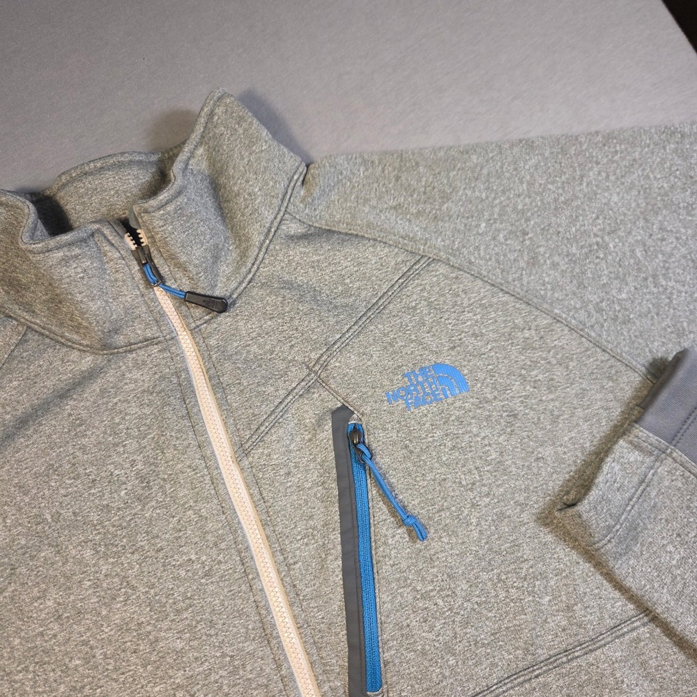 The North Face Mens Full Zip Fleece Jacket Gray Blue Heathered L Activewear
